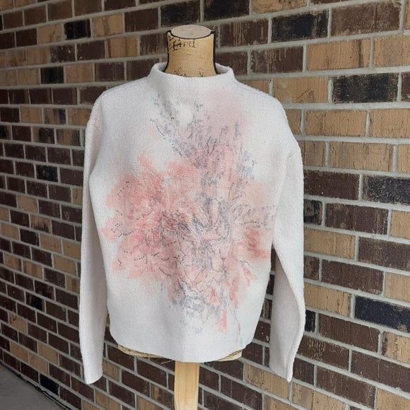 NWT Mock Neck Embellished Floral Sweater - Picture 2 of 11